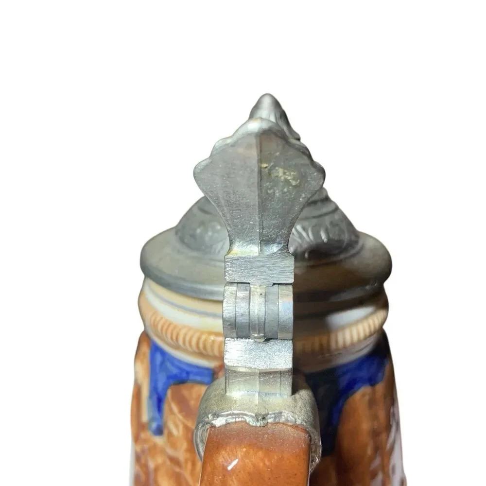 Vintage Switzerland Souvenir Ceramic Beer Stein 95% Zinn Pewter Lid